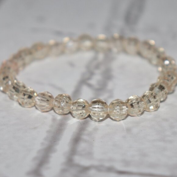 Beautiful lightweight cognac crystal beaded bracelet 7" NWOT - Picture 1 of 5
